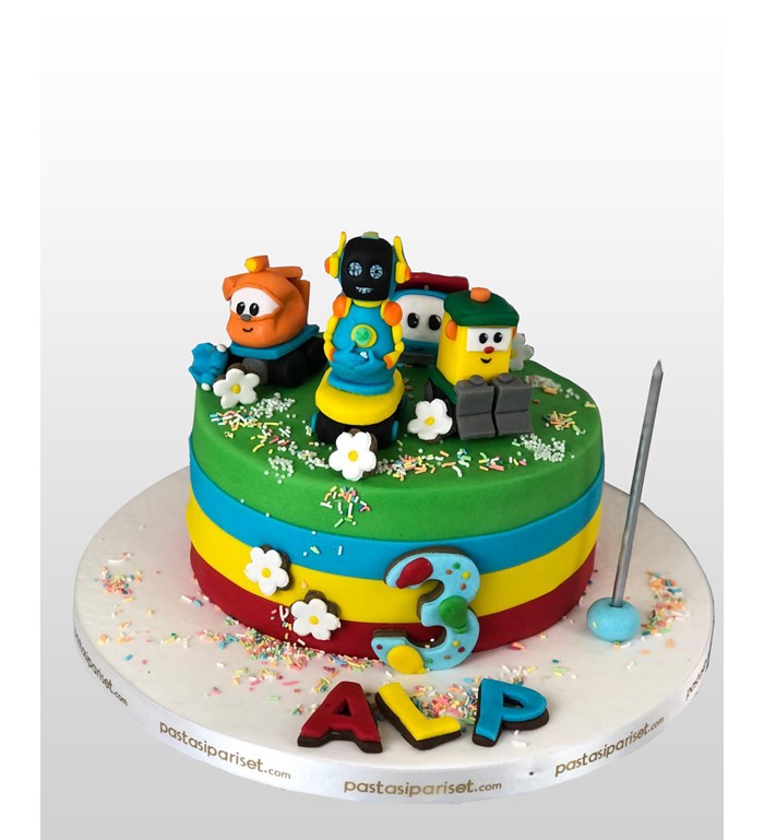 Renkli robot pastası, robot pastası, renkli pasta